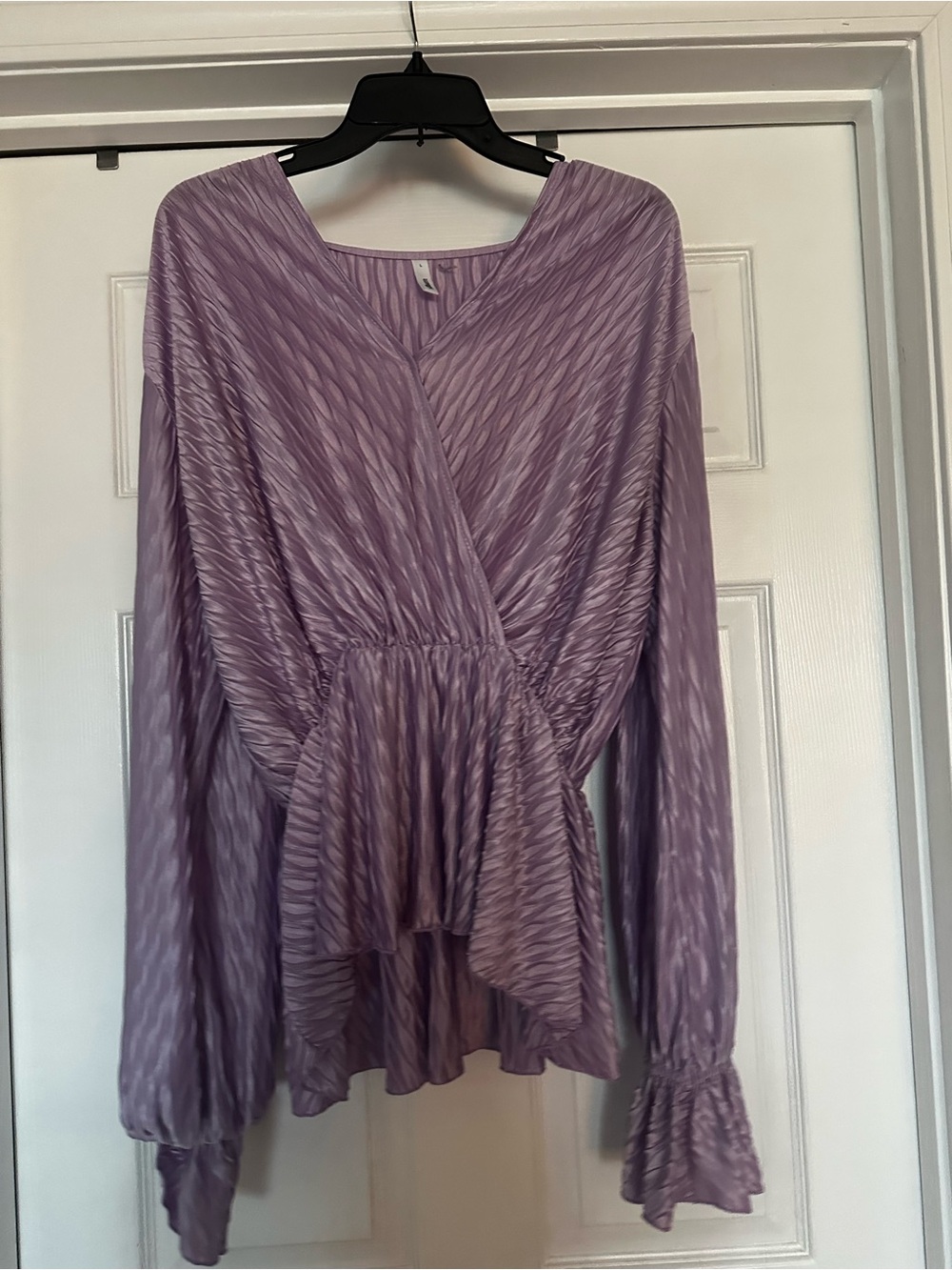 glam Lilac Pleated Peplum Blouse